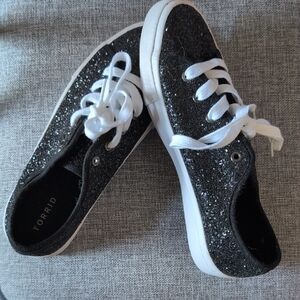 torrid Black Glitter Lace-Up Sneakers with White Soles